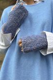 Boucle Fingerless Gloves Blue Melange